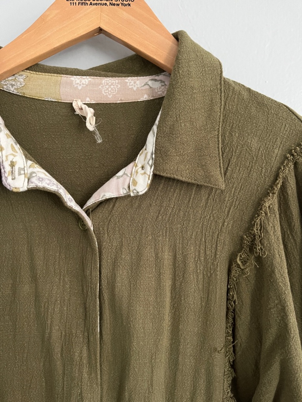 Linen Blend Raw Seam Blouse
